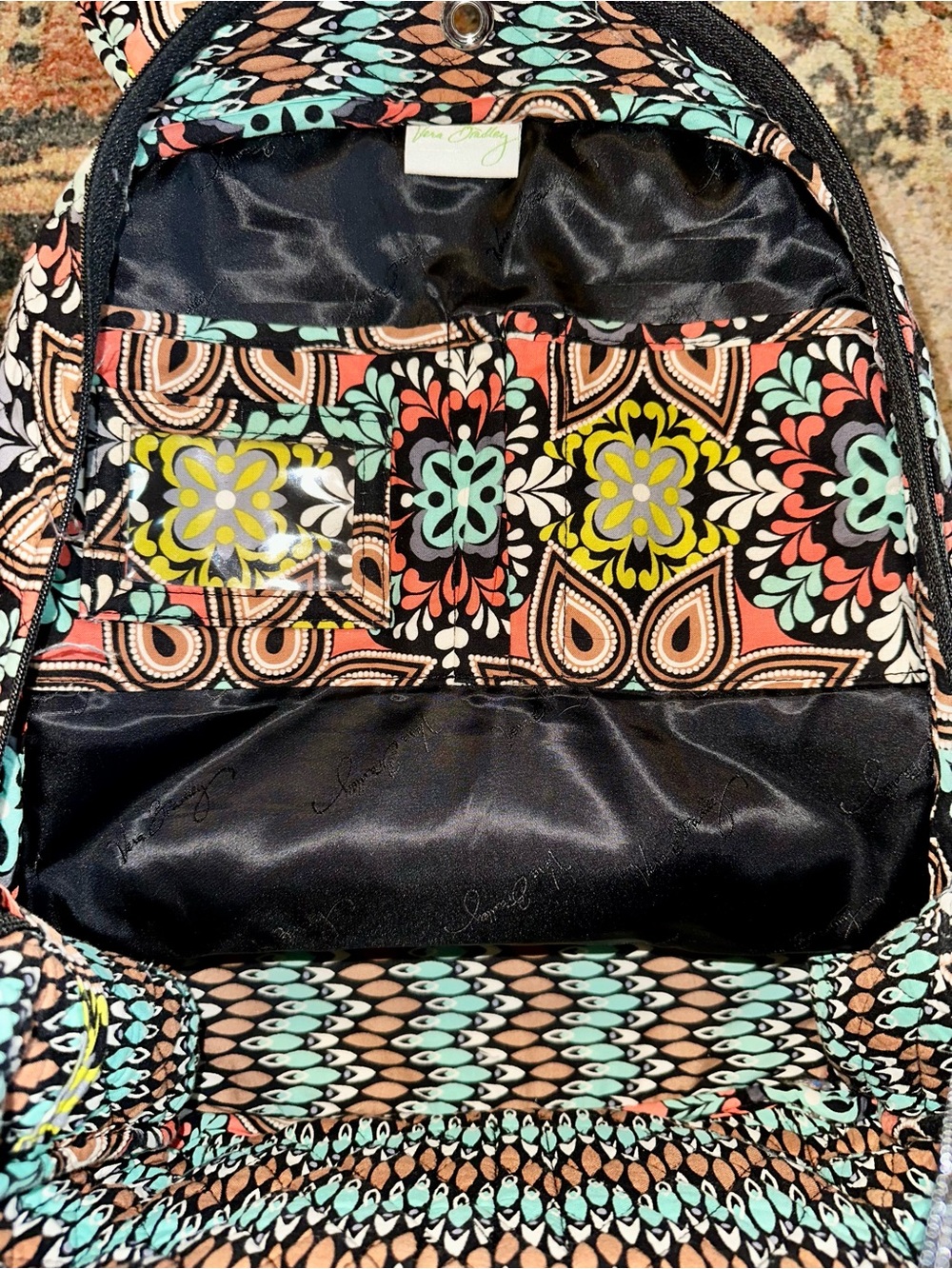 Vera Bradley Black Sierra Pattern Quilted Backpack - Picture 6 of 6